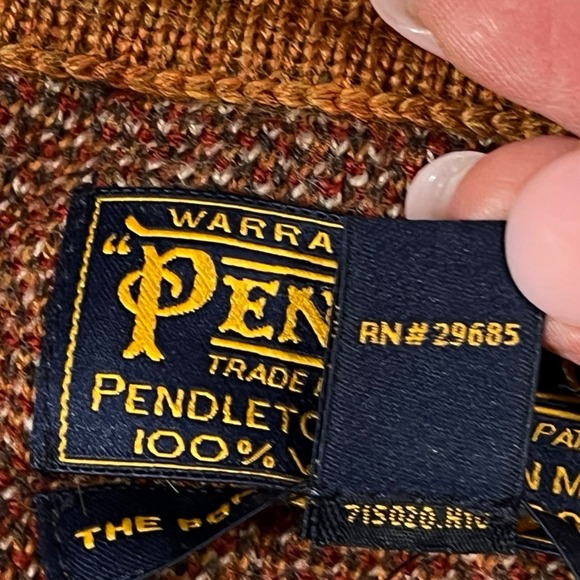 PENDLETON Brown Ashcreek Aztec Virgin Wool Tie Anthropologie Poncho sz XS / S - Picture 7 of 15